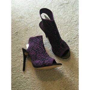 Zara NWT black purple elasticated sock shoe boot stiletto party sexy heels 6.5